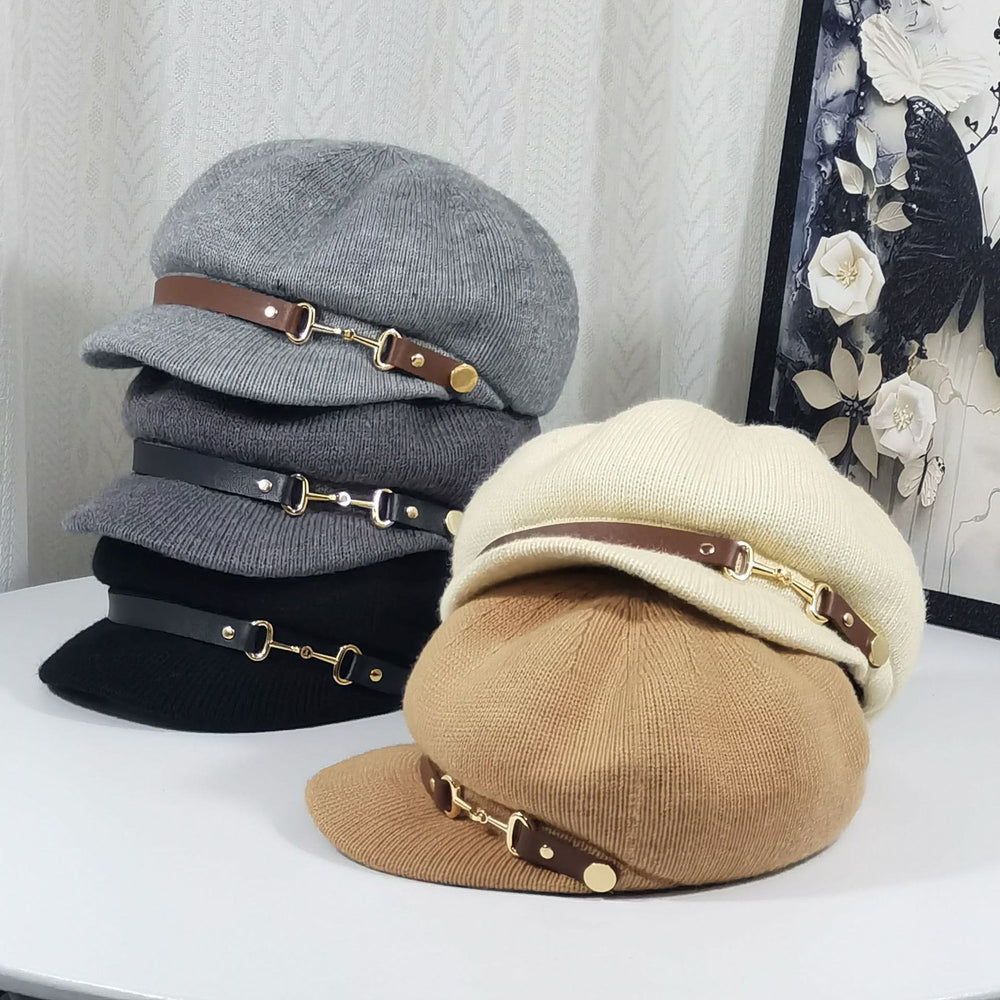 Béret tricoté de style rétro britannique pour femme - image 1