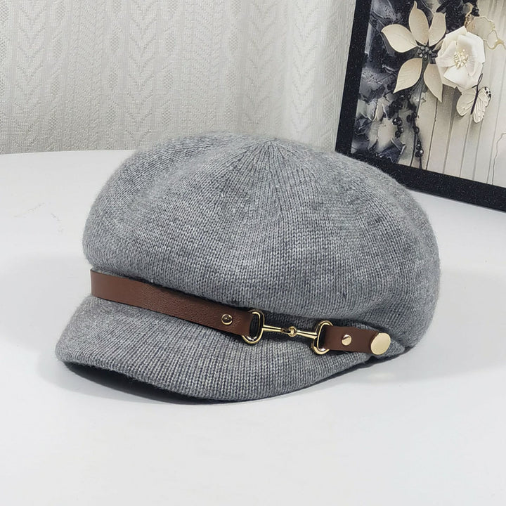 Béret tricoté de style rétro britannique pour femme - Gris clair - Réglable (22"-23 1/4") - image 4