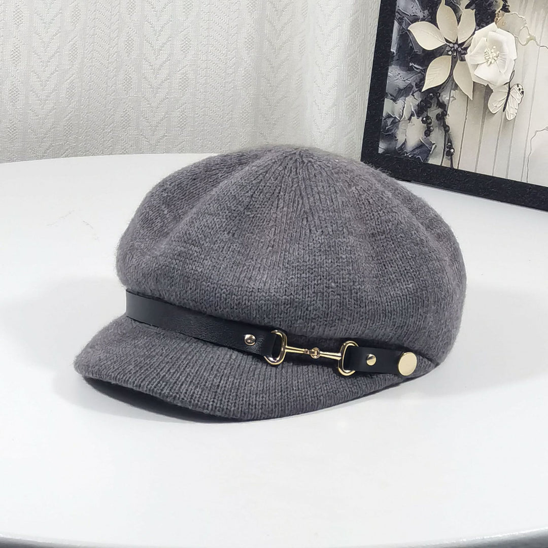 Béret tricoté de style rétro britannique pour femme - Gris foncé - Réglable (22"-23 1/4") - image 5