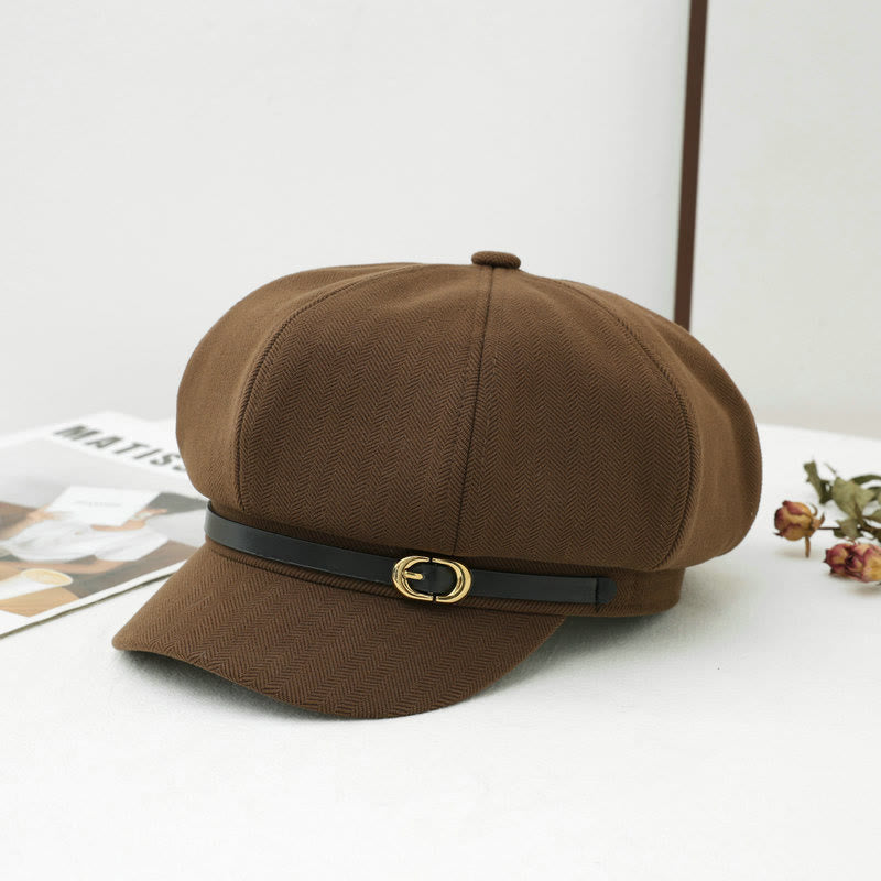 Béret d'hiver rétro de style britannique pour femme - Café - M (22"-22 7/8") - image 3