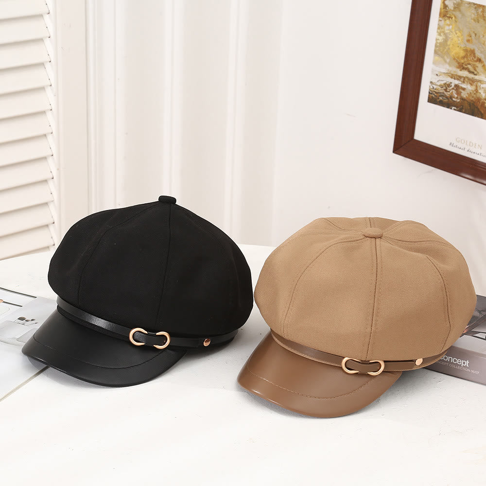 Béret pour femme avec boucle en cuir de style britannique - image 1