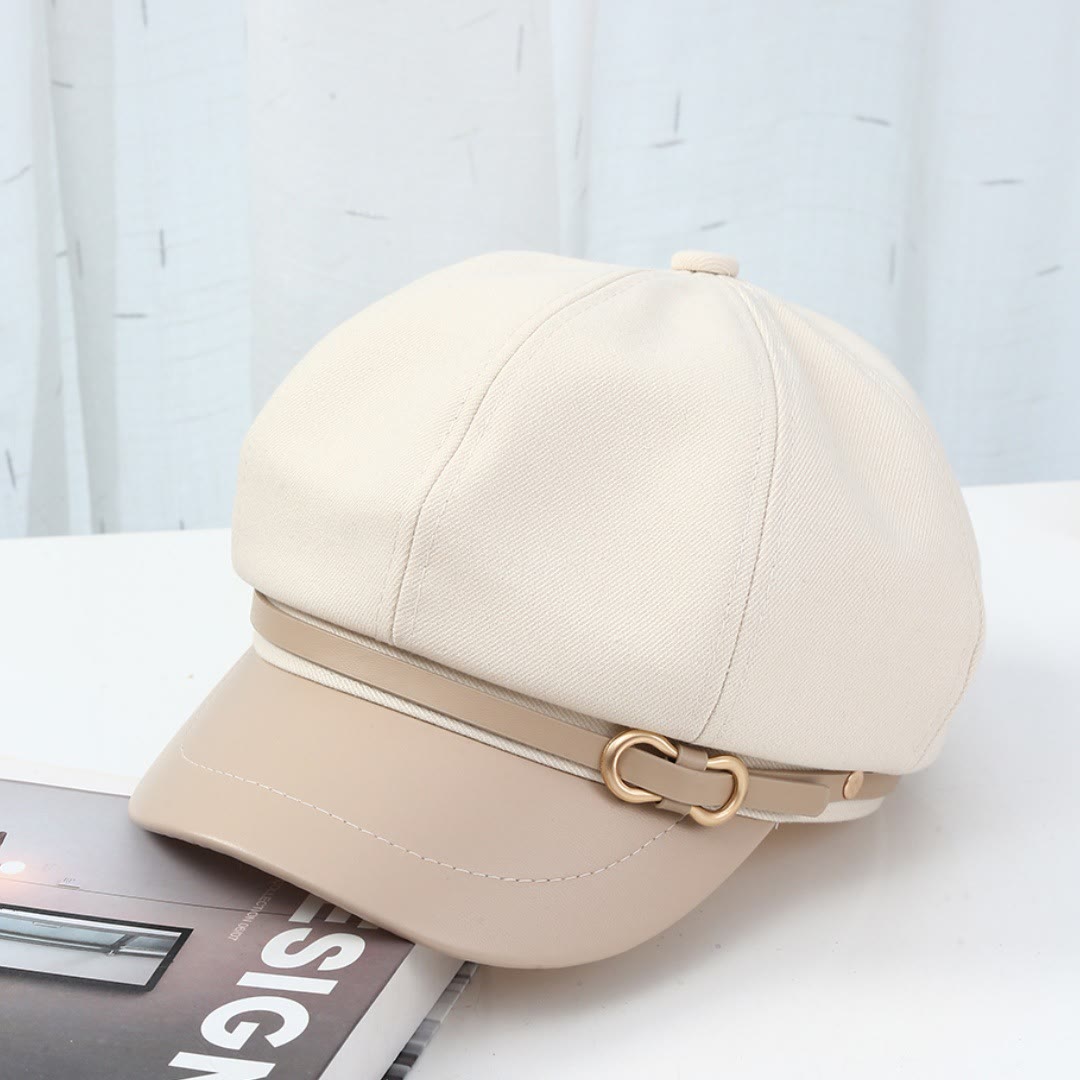 Béret pour femme avec boucle en cuir de style britannique - Blanc - Réglable (21 5/8"-22 7/8") - image 4