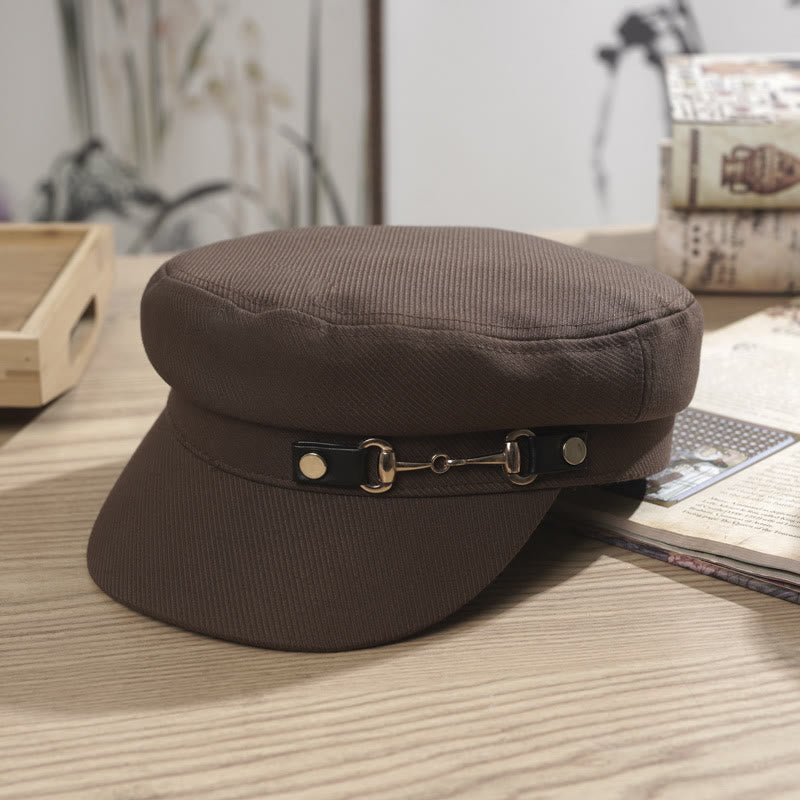 Béret d'hiver à dessus plat pour femme avec boucle à bord - Brun - M (22"-22 7/8") - image 2