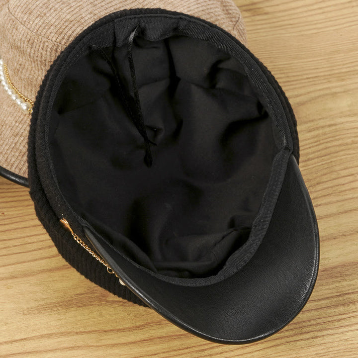 Béret d'hiver pour femme avec chaîne de perles exquise - image 6