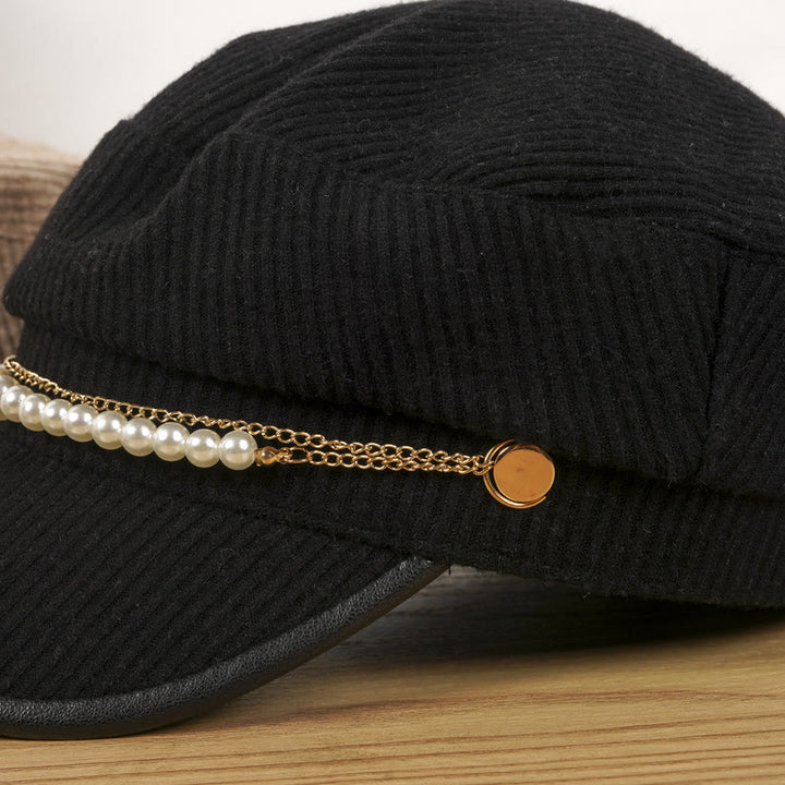Béret d'hiver pour femme avec chaîne de perles exquise - image 5