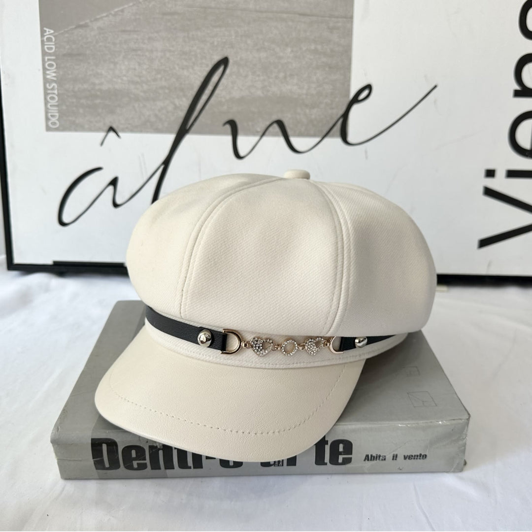 Béret d'hiver tendance pour femme avec boucle en chaîne - Beige - Réglable (21 1/4"-22 7/8") - image 2