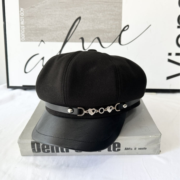 Béret d'hiver tendance pour femme avec boucle en chaîne - Noir - Réglable (21 1/4"-22 7/8") - image 4
