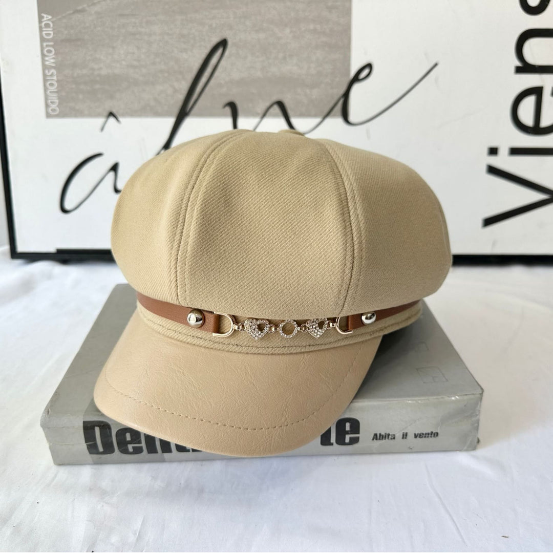 Béret d'hiver tendance pour femme avec boucle en chaîne - Kaki - Réglable (21 1/4"-22 7/8") - image 0