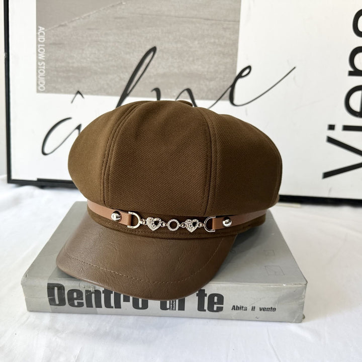 Béret d'hiver tendance pour femme avec boucle en chaîne - Café - Réglable (21 1/4"-22 7/8") - image 3