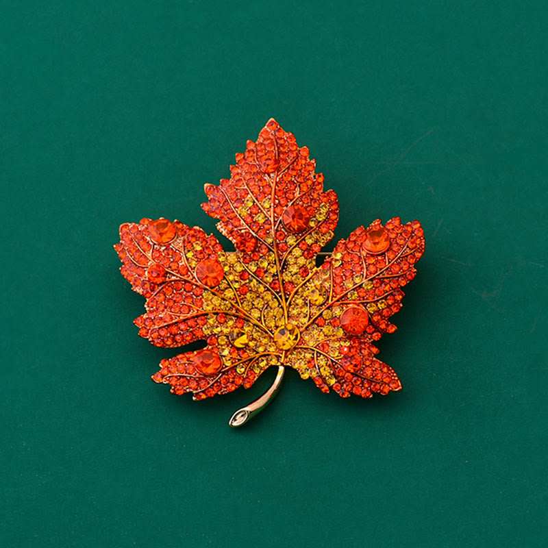 Accessoire de broche en cristal exquis en forme de feuille d'érable - Rouge - image 0