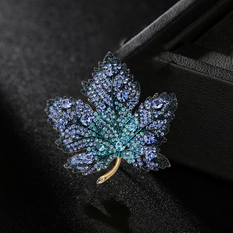 Accessoire de broche en cristal exquis en forme de feuille d'érable - Bleu - image 2