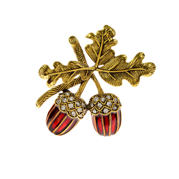 Broche en métal noisette sertie de diamants et d'or antique - image 3