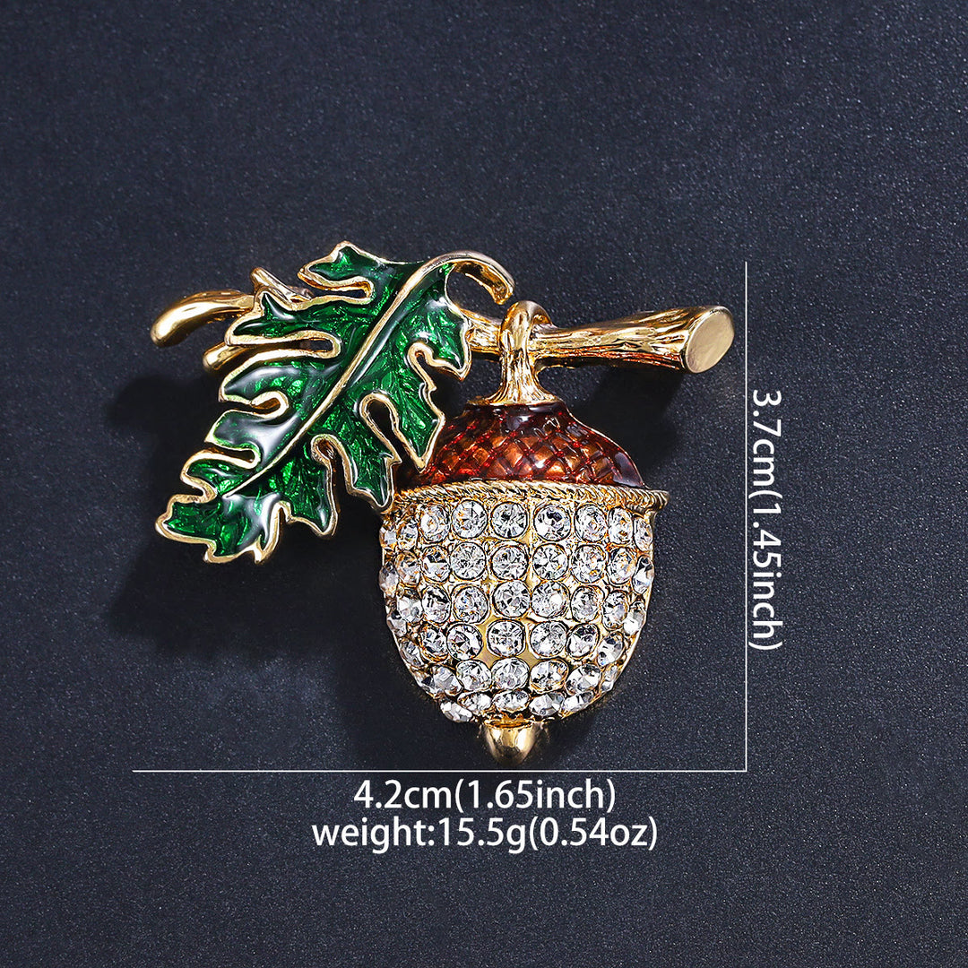 Broche exquise en alliage de diamants et pomme de pin d'automne - image 2