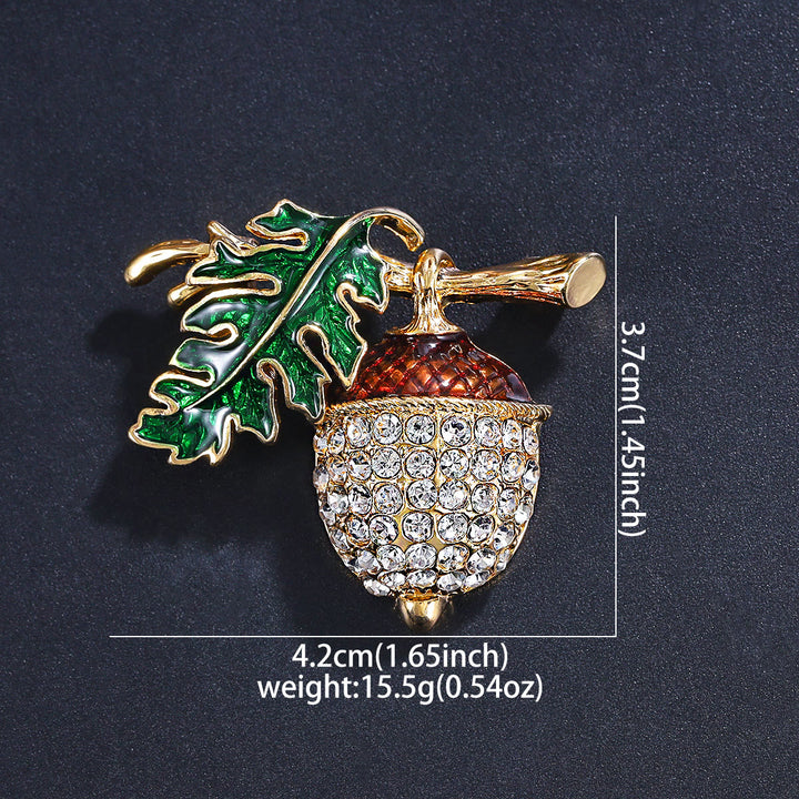 Broche exquise en alliage de diamants et pomme de pin d'automne - image 2