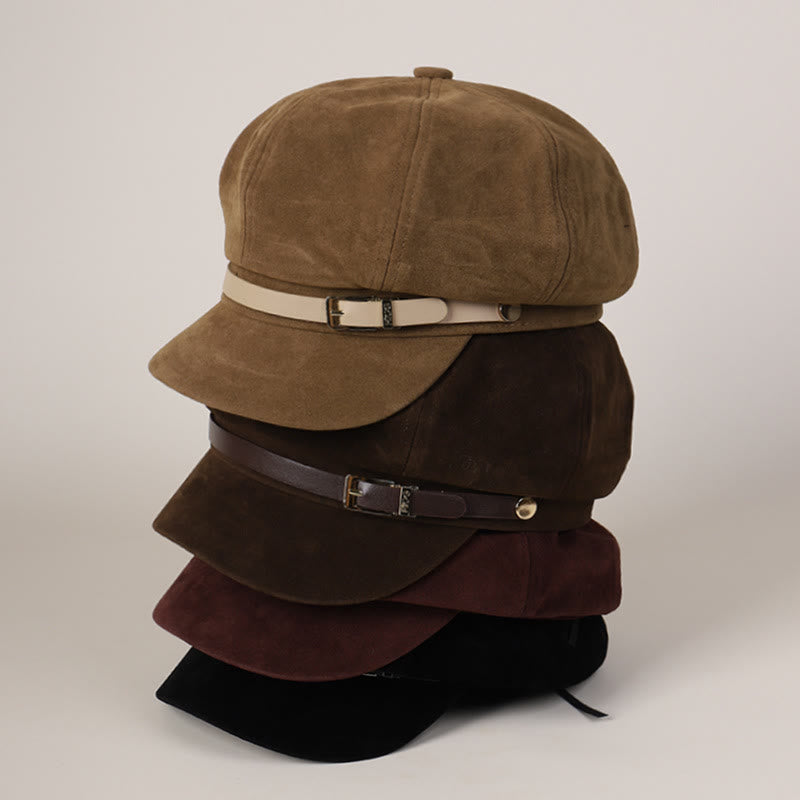 Béret tendance pour femme, couleur unie, avec boucle, pour l'hiver - image 1