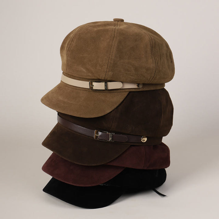 Béret tendance pour femme, couleur unie, avec boucle, pour l'hiver - image 1