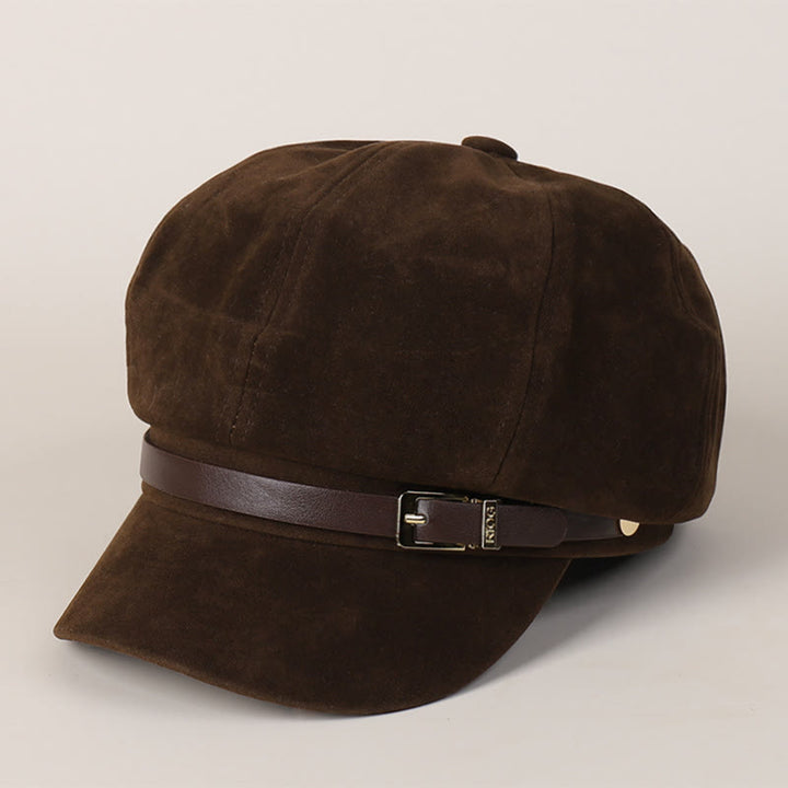 Béret tendance pour femme, couleur unie, avec boucle, pour l'hiver - Café - M (22"-22 7/8") - image 5