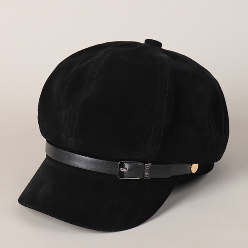 Béret tendance pour femme, couleur unie, avec boucle, pour l'hiver - Noir - M (22"-22 7/8") - image 3