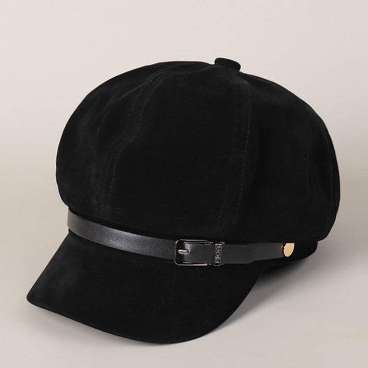 Béret tendance pour femme, couleur unie, avec boucle, pour l'hiver - Noir - M (22"-22 7/8") - image 3