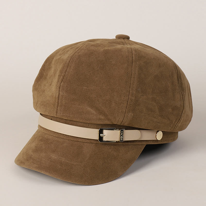 Béret tendance pour femme, couleur unie, avec boucle, pour l'hiver - Chameau - M (22"-22 7/8") - image 0