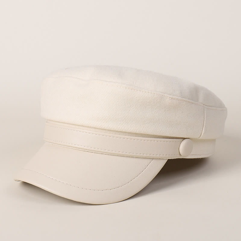 Béret unisexe à bord plat en PU pour l'hiver - Beige - M (22"-22 7/8") - image 8