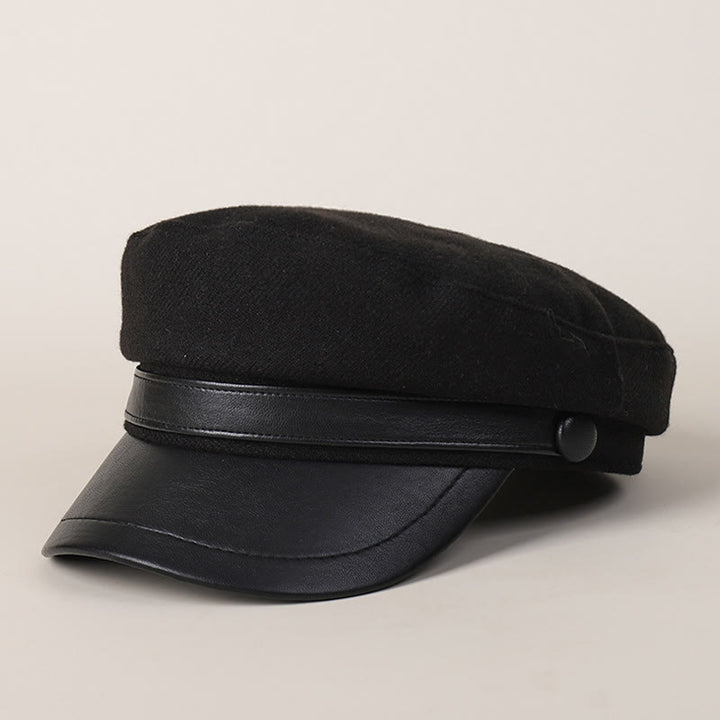 Béret unisexe à bord plat en PU pour l'hiver - Noir - M (22"-22 7/8") - image 6