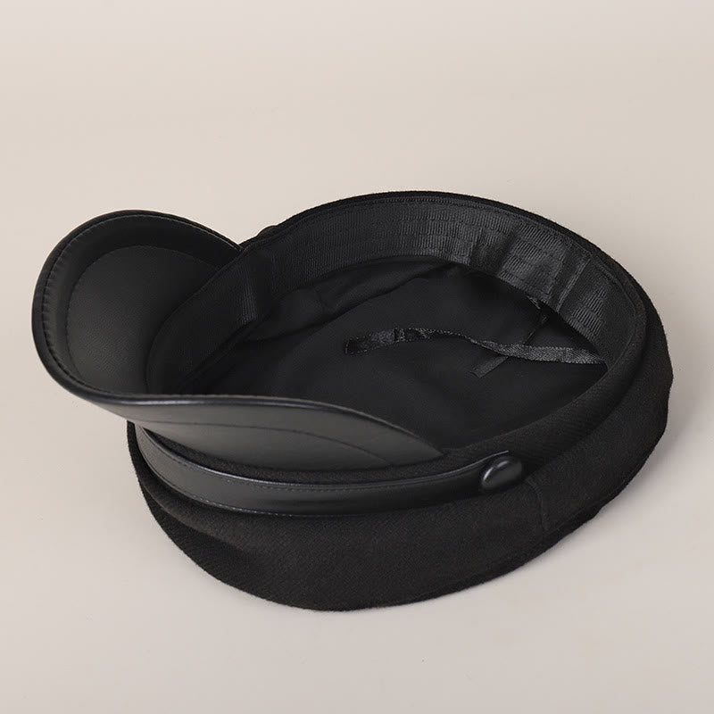 Béret unisexe à bord plat en PU pour l'hiver - image 3