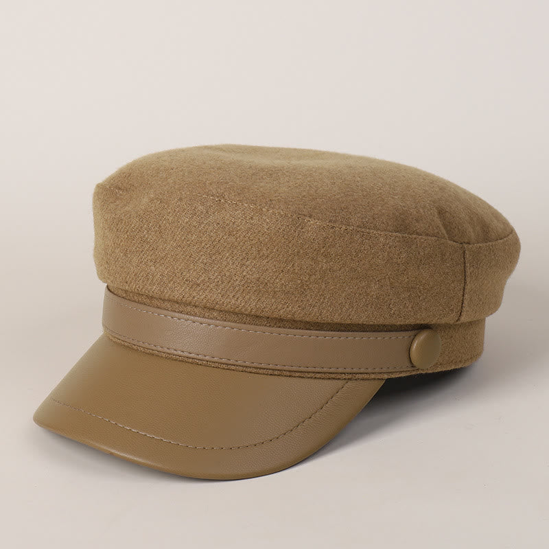 Béret unisexe à bord plat en PU pour l'hiver - Chameau - M (22"-22 7/8") - image 7