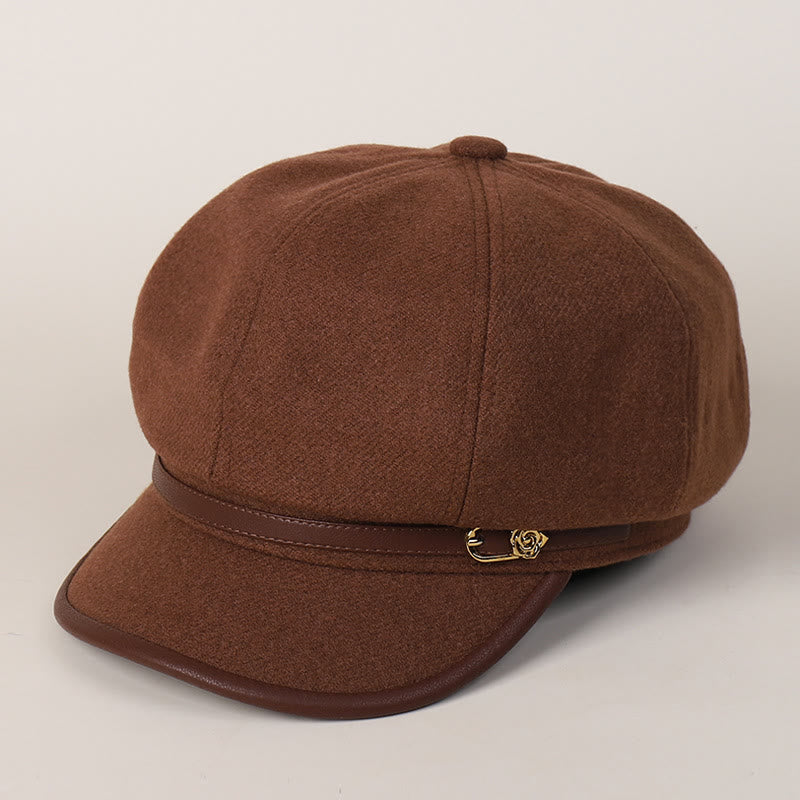 Béret tendance pour femme avec boucle de ceinture et bordure enveloppée - Rouge foncé - M (22"-22 7/8") - image 9