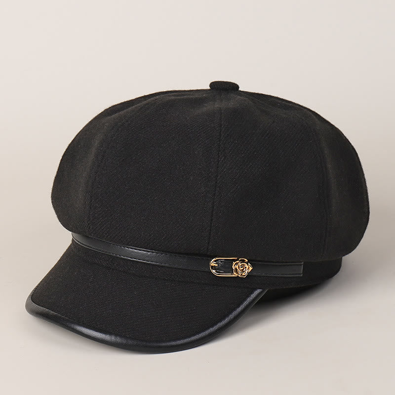 Béret tendance pour femme avec boucle de ceinture et bordure enveloppée - Noir - M (22"-22 7/8") - image 7