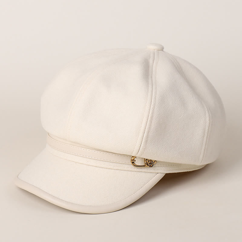 Béret tendance pour femme avec boucle de ceinture et bordure enveloppée - Blanc - M (22"-22 7/8") - image 8