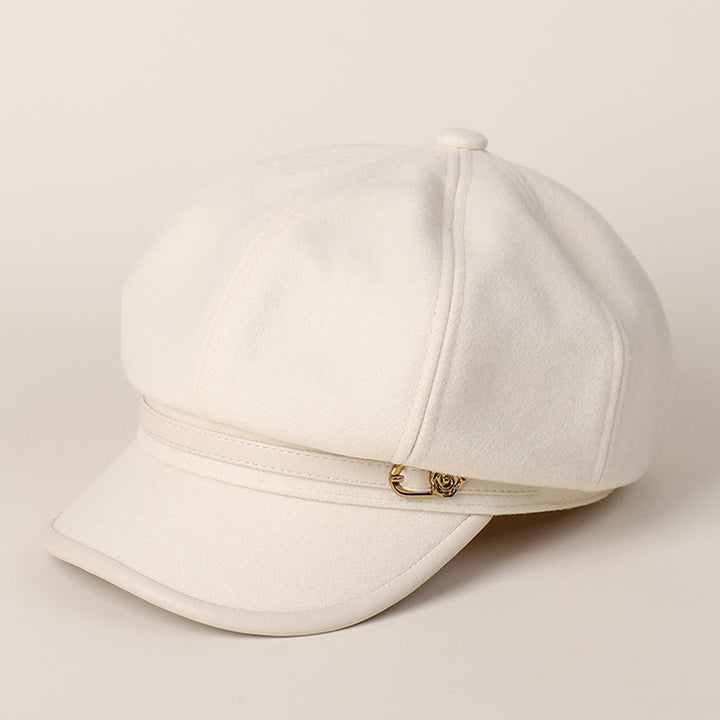 Béret tendance pour femme avec boucle de ceinture et bordure enveloppée - Blanc - M (22"-22 7/8") - image 8