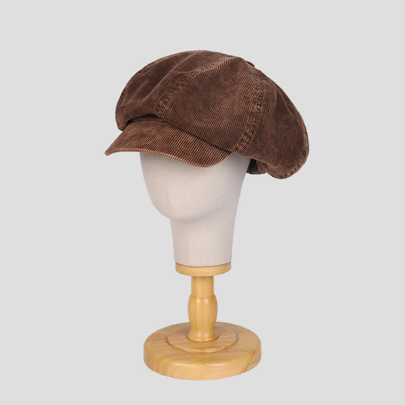 Béret unisexe en velours côtelé délavé effet vieilli - image 1