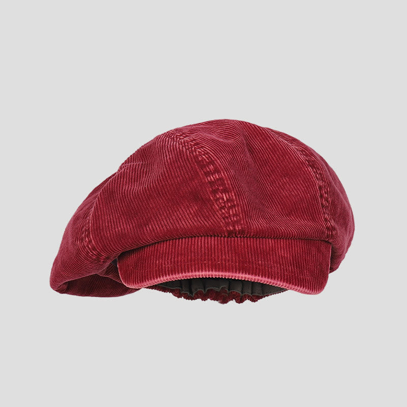 Béret unisexe en velours côtelé délavé effet vieilli - Rouge - M (22"-22 7/8") - image 10