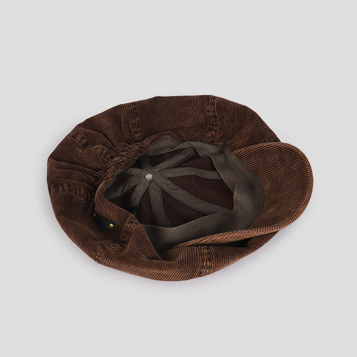 Béret unisexe en velours côtelé délavé effet vieilli - image 3
