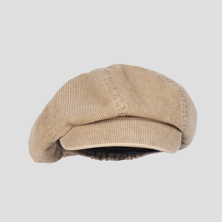 Béret unisexe en velours côtelé délavé effet vieilli - Kaki - M (22"-22 7/8") - image 9