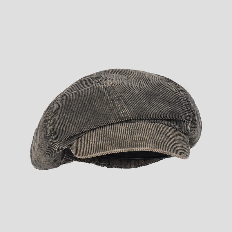 Béret unisexe en velours côtelé délavé effet vieilli - Vert armée - M (22"-22 7/8") - image 11