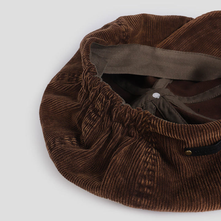 Béret unisexe en velours côtelé délavé effet vieilli - image 4