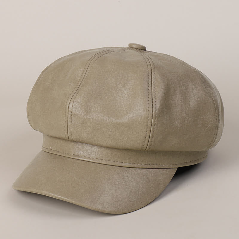 Béret d'hiver rétro en cuir pour femme - Kaki - M (22"-22 7/8") - image 6