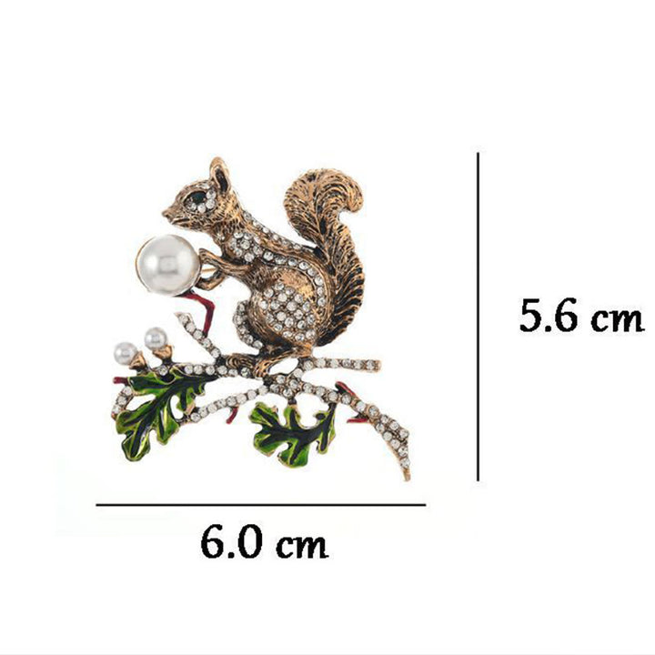 Broche écureuil mignonne incrustée de perles d'imitation et de diamants - image 4