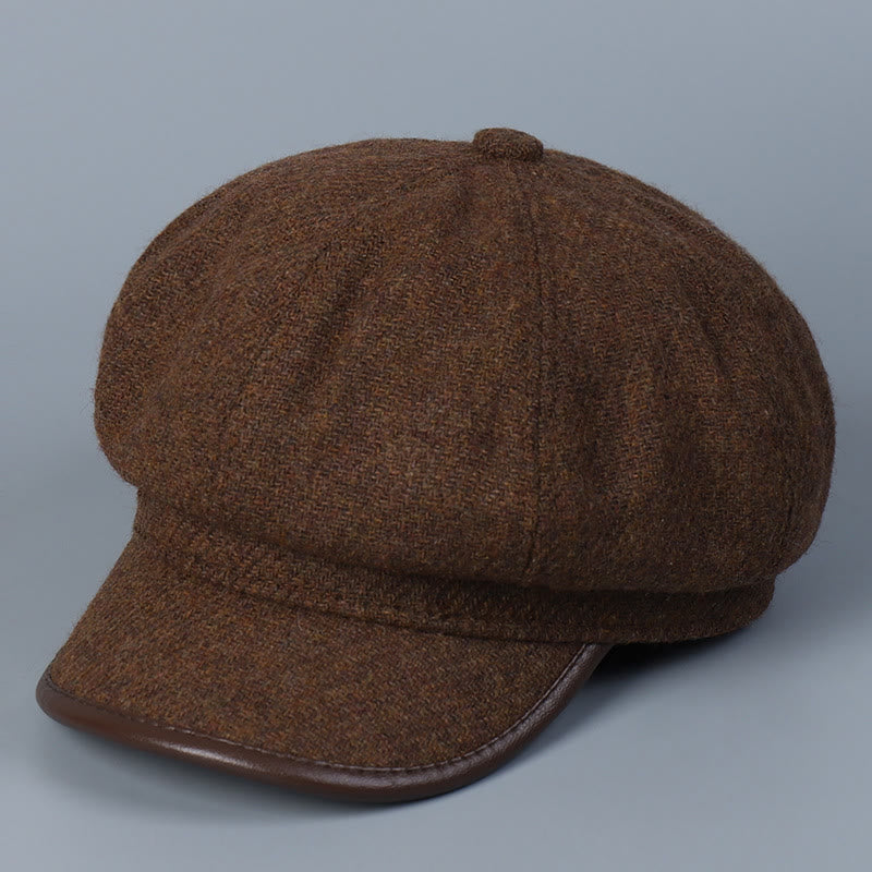 Béret d'hiver tendance et simple pour femme, avec bords couvrants - Café - M (22"-22 7/8") - image 0