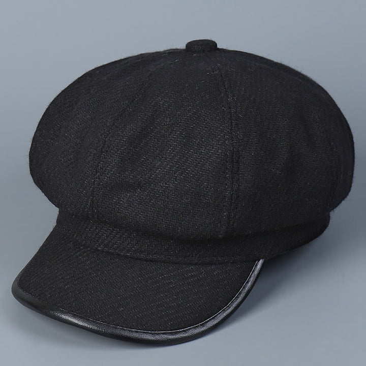 Béret d'hiver tendance et simple pour femme, avec bords couvrants - Noir - M (22"-22 7/8") - image 8