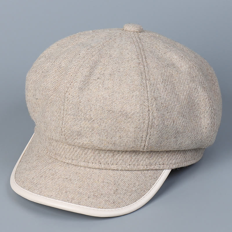 Béret d'hiver tendance et simple pour femme, avec bords couvrants - Beige - M (22"-22 7/8") - image 10