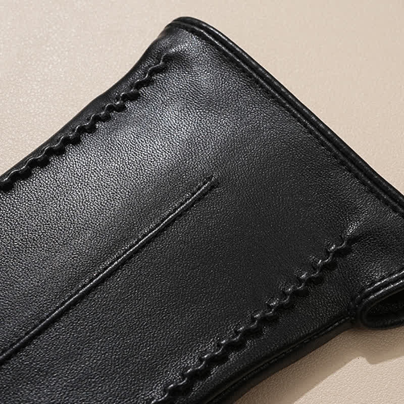 Gants en cuir véritable froissé en peau de mouton pour femme - image 4