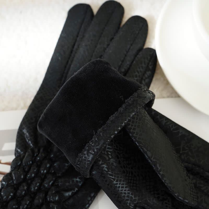 Gants en velours doux brillant à motif python pour femme - image 1