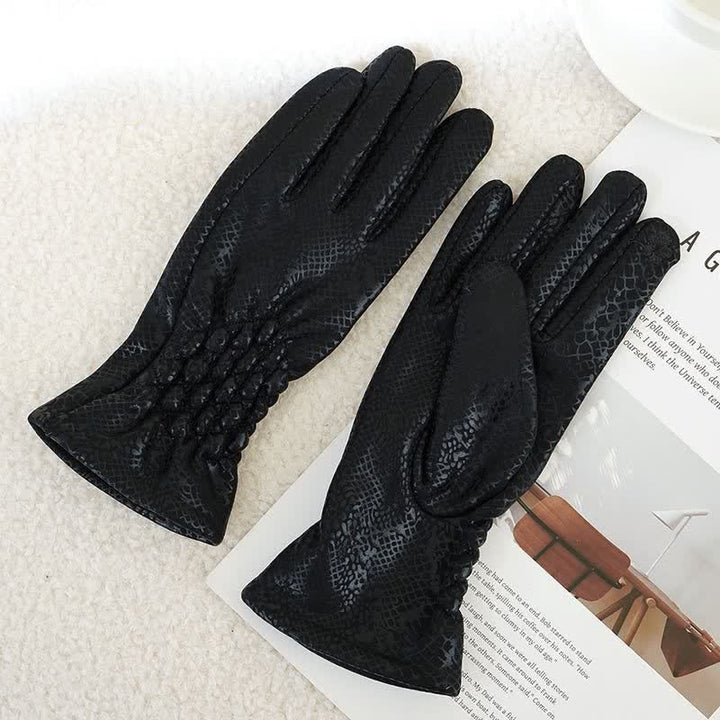Gants en velours doux brillant à motif python pour femme - image 3