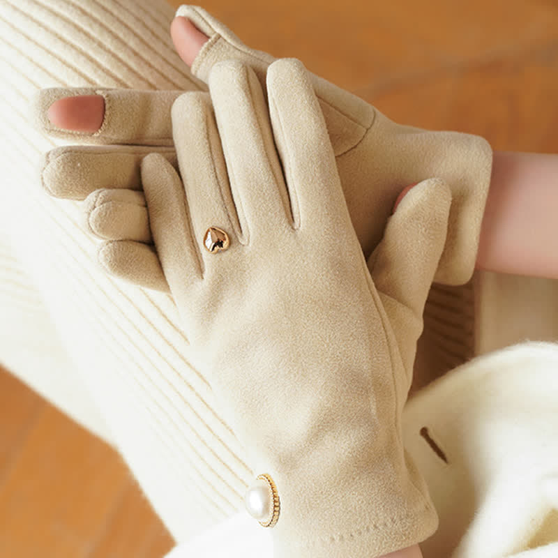 Gants élégants pour femmes en forme de cœur avec perles Fuax - image 1