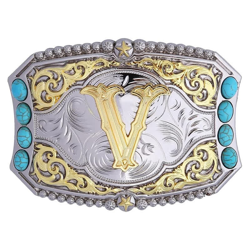 Boucle de ceinture en cuir décorative turquoise à faire soi-même avec initiales - image 24