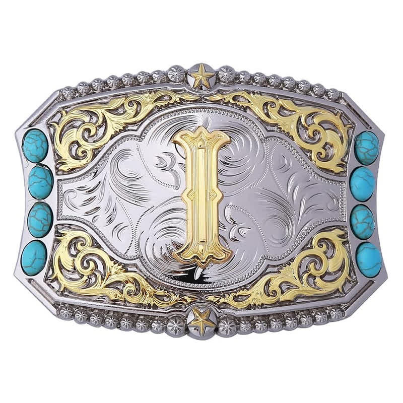 Boucle de ceinture en cuir décorative turquoise à faire soi-même avec initiales - je - Sans ceinture - image 11