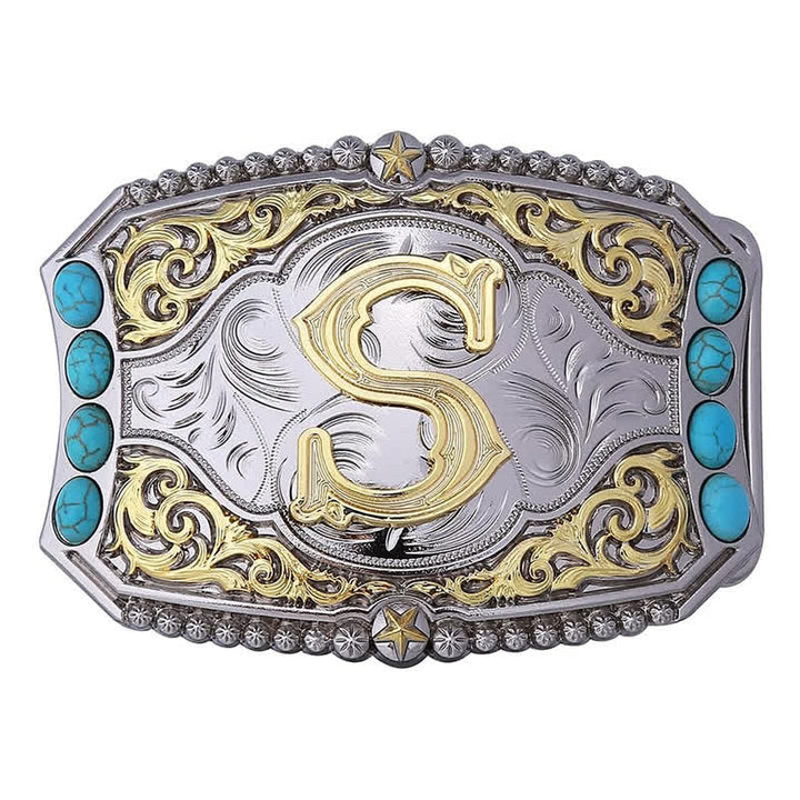 Boucle de ceinture en cuir décorative turquoise à faire soi-même avec initiales - S - Sans ceinture - image 19